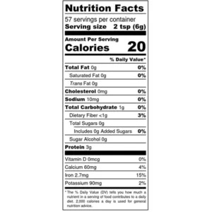 THM DYNAMIC DUO GREENS POWDER 12OZ - Nutrition Label